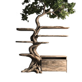 Sylveroak Organic Modern Tree Bookshelf with Drawers Natural Oak - Timberustic Tree Bookshelf