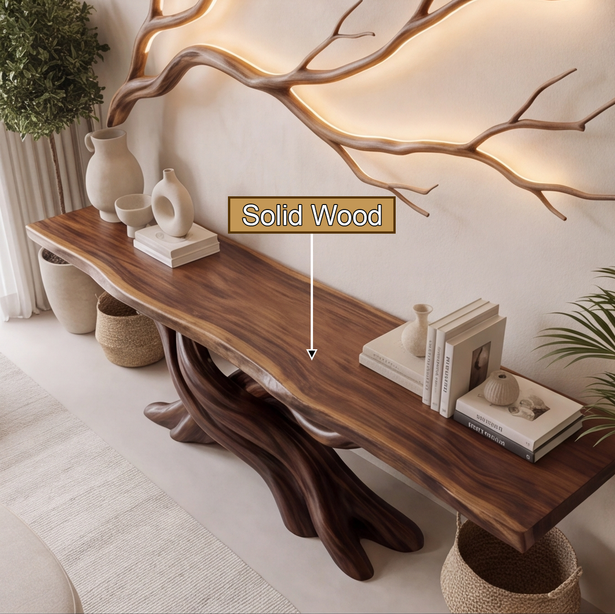 Sylveroak Sculpted Solid Wood Console Table