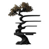 Thaloryn Sculpted Solid Wood Tree Bookshelf with Drawers Black - Timberustic Tree Bookshelf