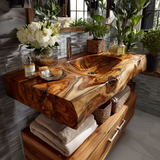 Talvera Live Edge Solid Wood Floating Bathroom Vanity with Integrated Sink SPA4834822 - Timberustic Floating Bathroom Vanity with Integrated Sink