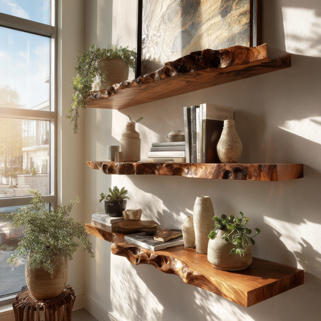 Talviro Live Edge Solid Wood Floating Shelf SPA283824 - Timberustic Floating Shelf