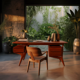 Taren Sculpted Handcrafted Solid Wood Desk with Drawers