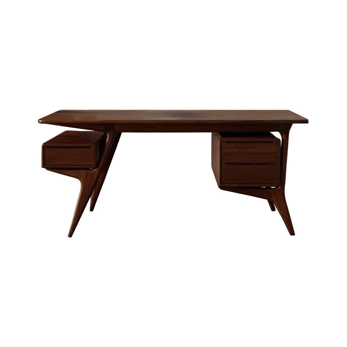 Taren Sculpted Handcrafted Solid Wood Desk with Drawers