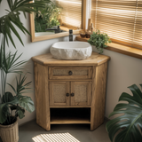 Tava Rattan-Front Corner Bathroom Vanity