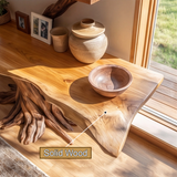 Tavren Sculpted Solid Wood Console Table with Shelves - Timberustic Console Table with Shelves