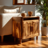 TerraLoom Slatted Solid Wood Side Table