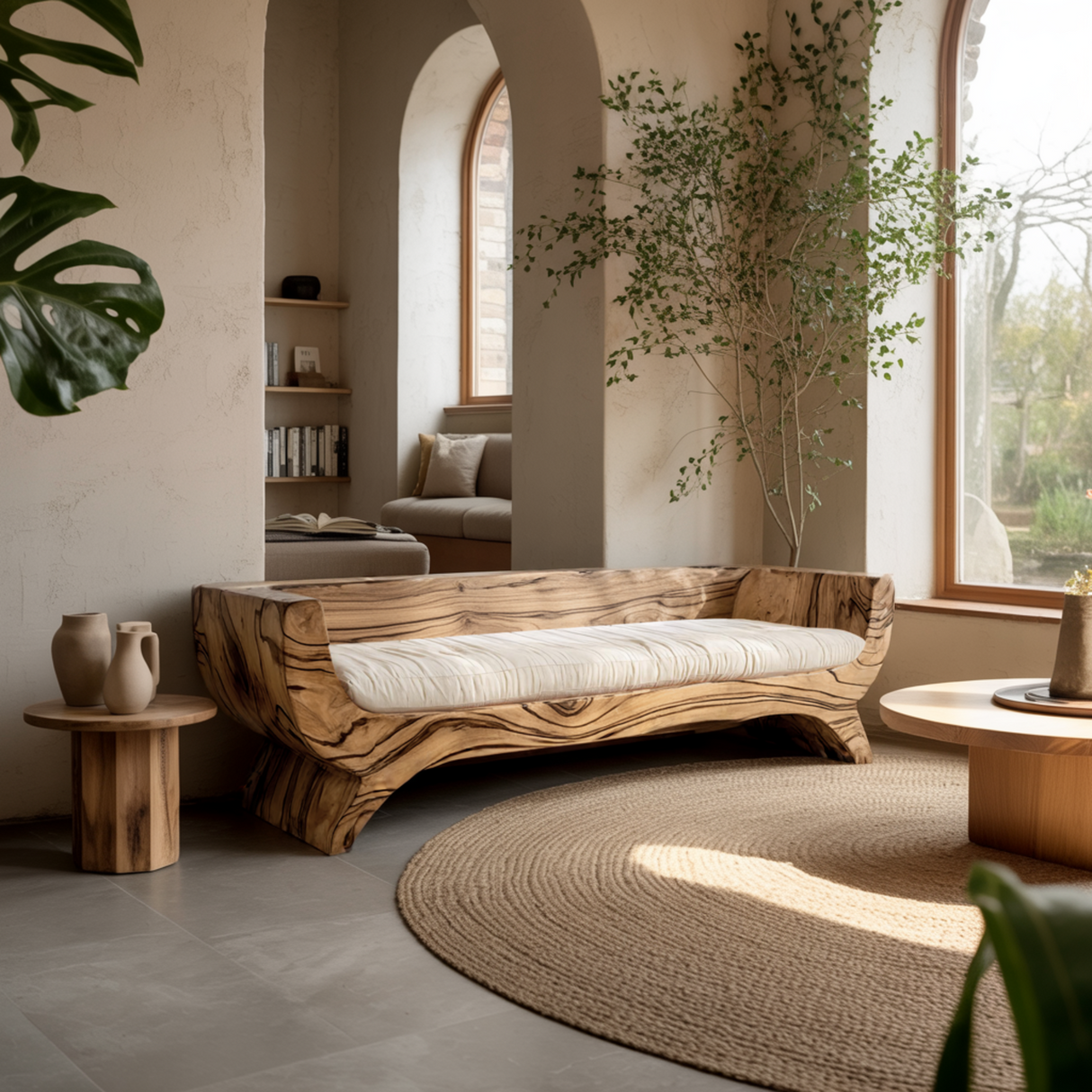 Terran Shore Handcrafted Solid Wood Sofa