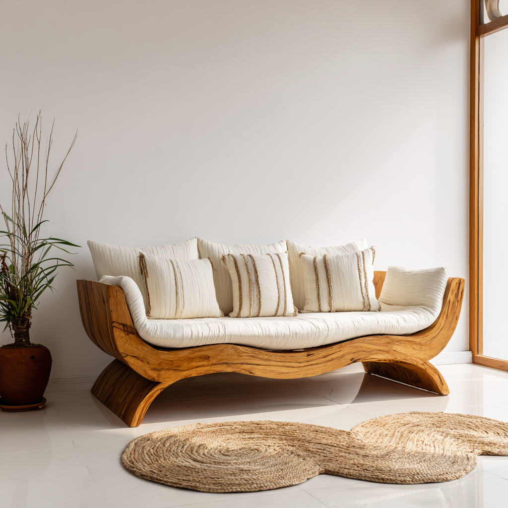 Terran Wave Solid Wood Sofa
