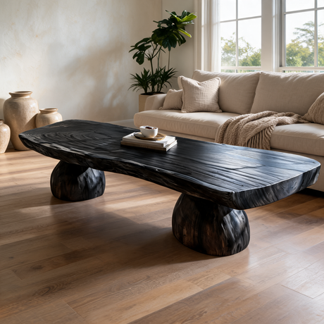 Thalewood Live Edge Solid Wood Coffee Table Black - Timberustic Coffee Table