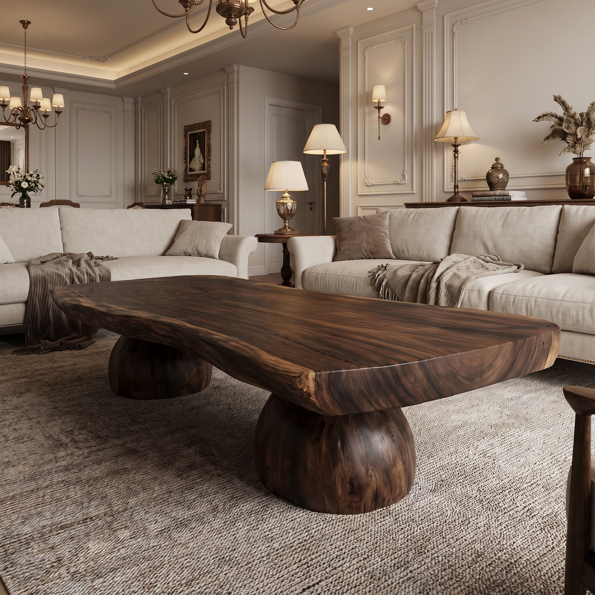 Thalewood Live Edge Solid Wood Coffee Table Dark Walnut - Timberustic Coffee Table
