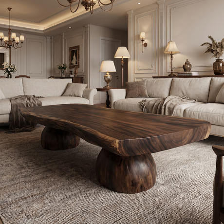 Thalewood Live Edge Solid Wood Coffee Table Dark Walnut - Timberustic Coffee Table