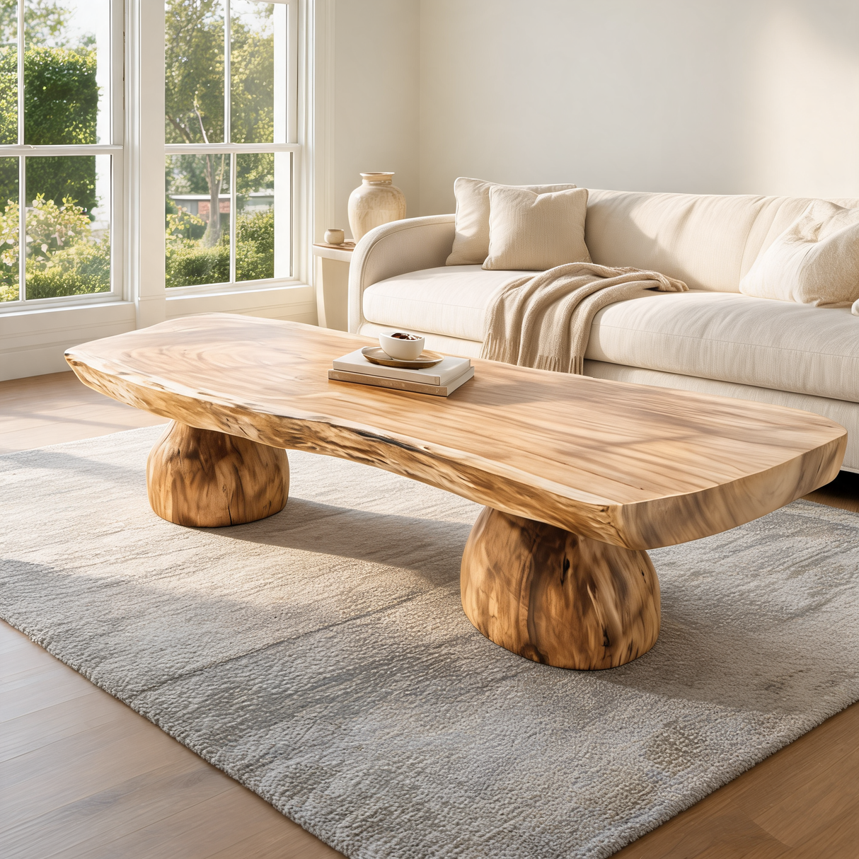 Thalewood Live Edge Solid Wood Coffee Table Natural Oak - Timberustic Coffee Table