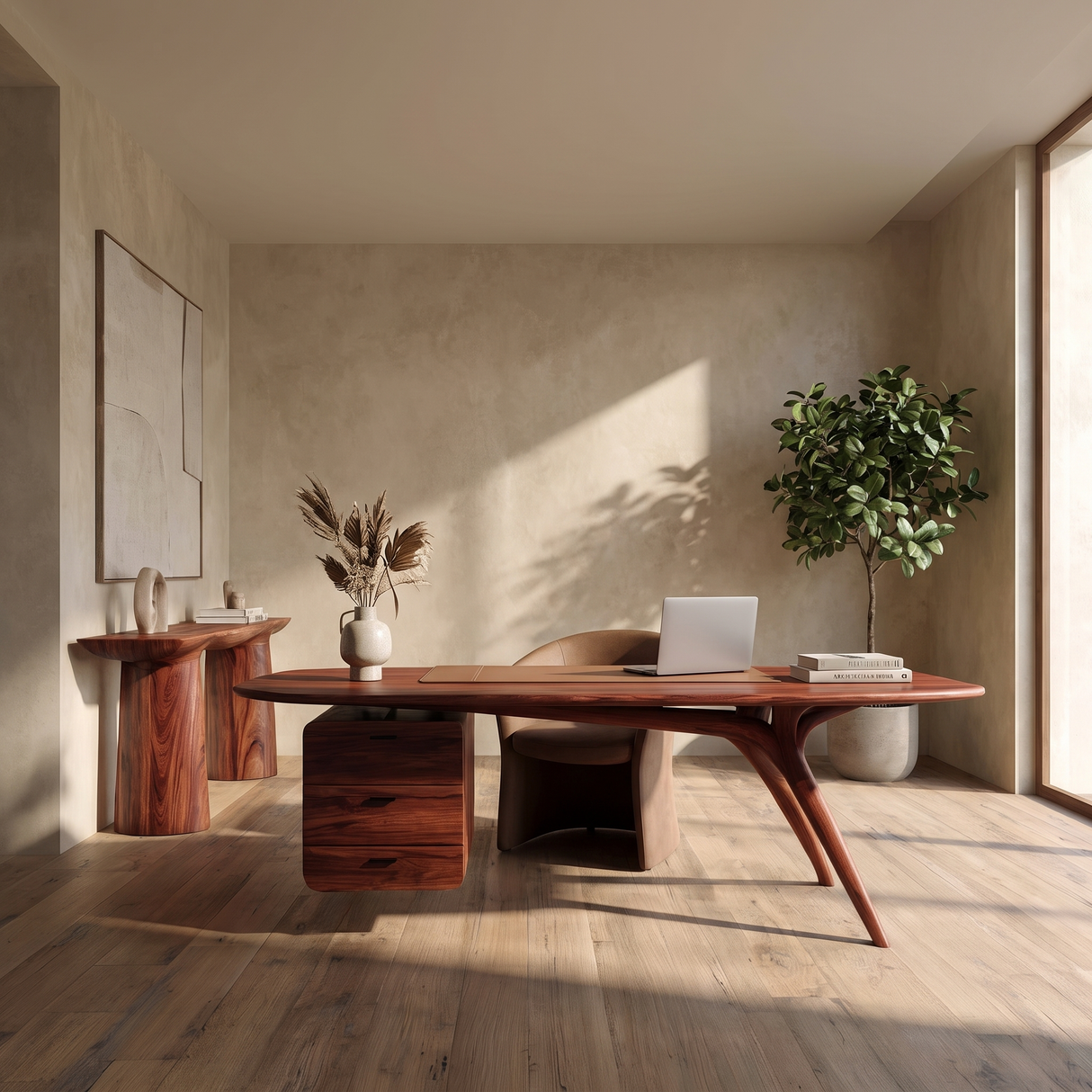 Thalmere Solid Wood Desk with Drawers Mahogany - Timberustic Desk With Drawers