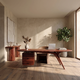 Thalmere Solid Wood Desk with Drawers Mahogany - Timberustic Desk With Drawers
