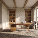 Thalmere Solid Wood Desk with Drawers Teak - Timberustic Desk With Drawers