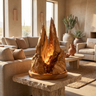 Thalmora Sculpted Mountain Table Lamp Teak - Timberustic Table Lamp