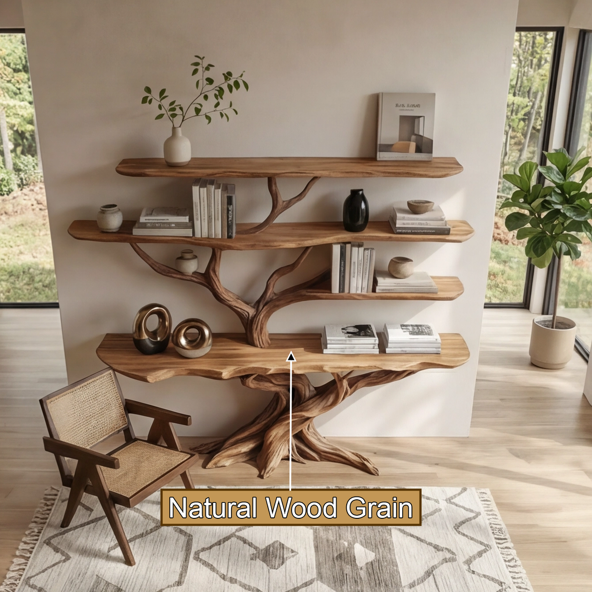 Thalnor Sculpted Solid Wood Console Table with Shelves - Timberustic Console Table with Shelves