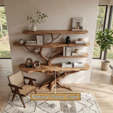Thalnor Sculpted Solid Wood Console Table with Shelves - Timberustic Console Table with Shelves
