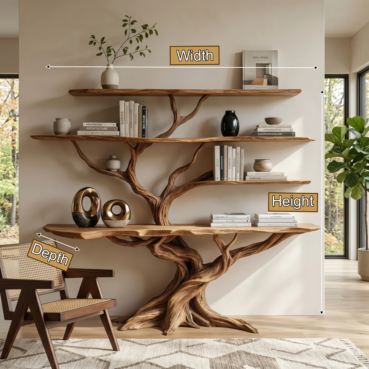 Thalnor Sculpted Solid Wood Console Table with Shelves - Timberustic Console Table with Shelves