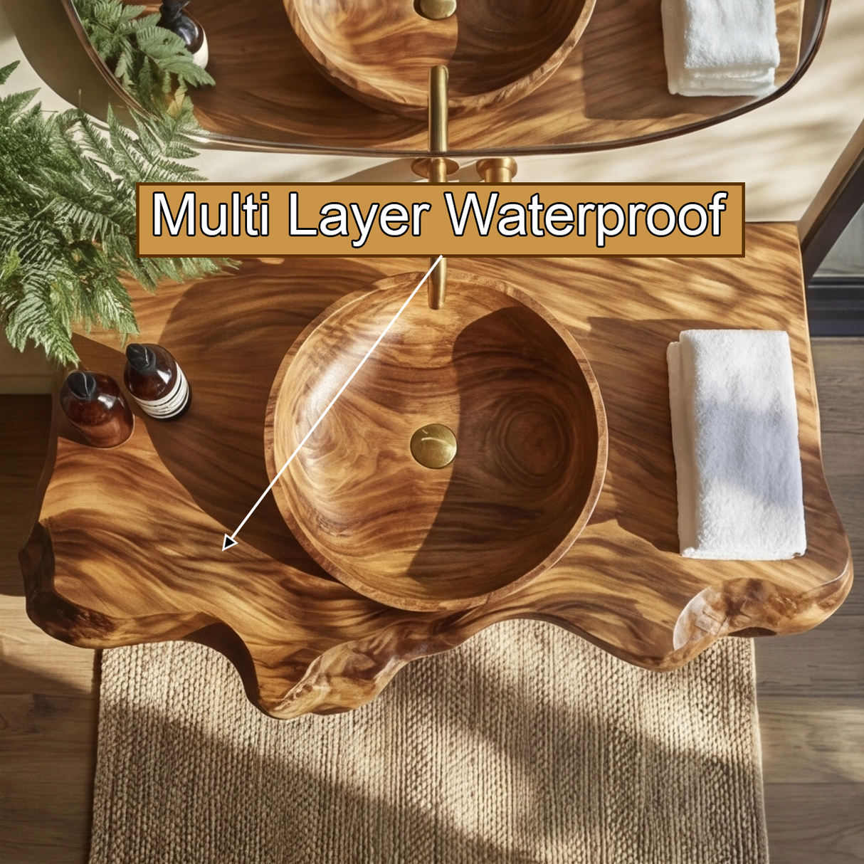 Thalor Live Edge Solid Wood Floating Bathroom Vanity with Open Storage - Timberustic Floating Bathroom Vanity with Open Storage