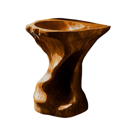 Thalor Sculpted Solid Wood Pedestal Sink Brown - Timberustic Pedestal Sink