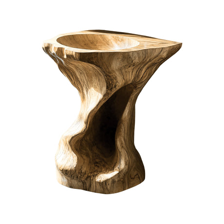 Thalor Sculpted Solid Wood Pedestal Sink Natural Oak - Timberustic Pedestal Sink
