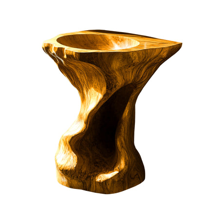 Thalor Sculpted Solid Wood Pedestal Sink Teak - Timberustic Pedestal Sink