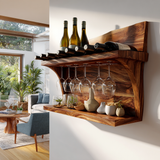 Thaloren Live Edge Handcrafted Floating Wine Shelf SPA215415 - Timberustic Floating Wine Shelf