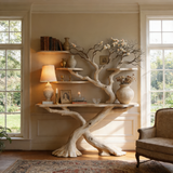 Thaloren Sculpted Solid Wood Console Table with Shelves - Timberustic Console Table with Shelves