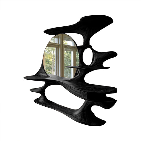 Thaloria Sculpted Solid Wood Cosmetic Table Black - Timberustic Cosmetic Table