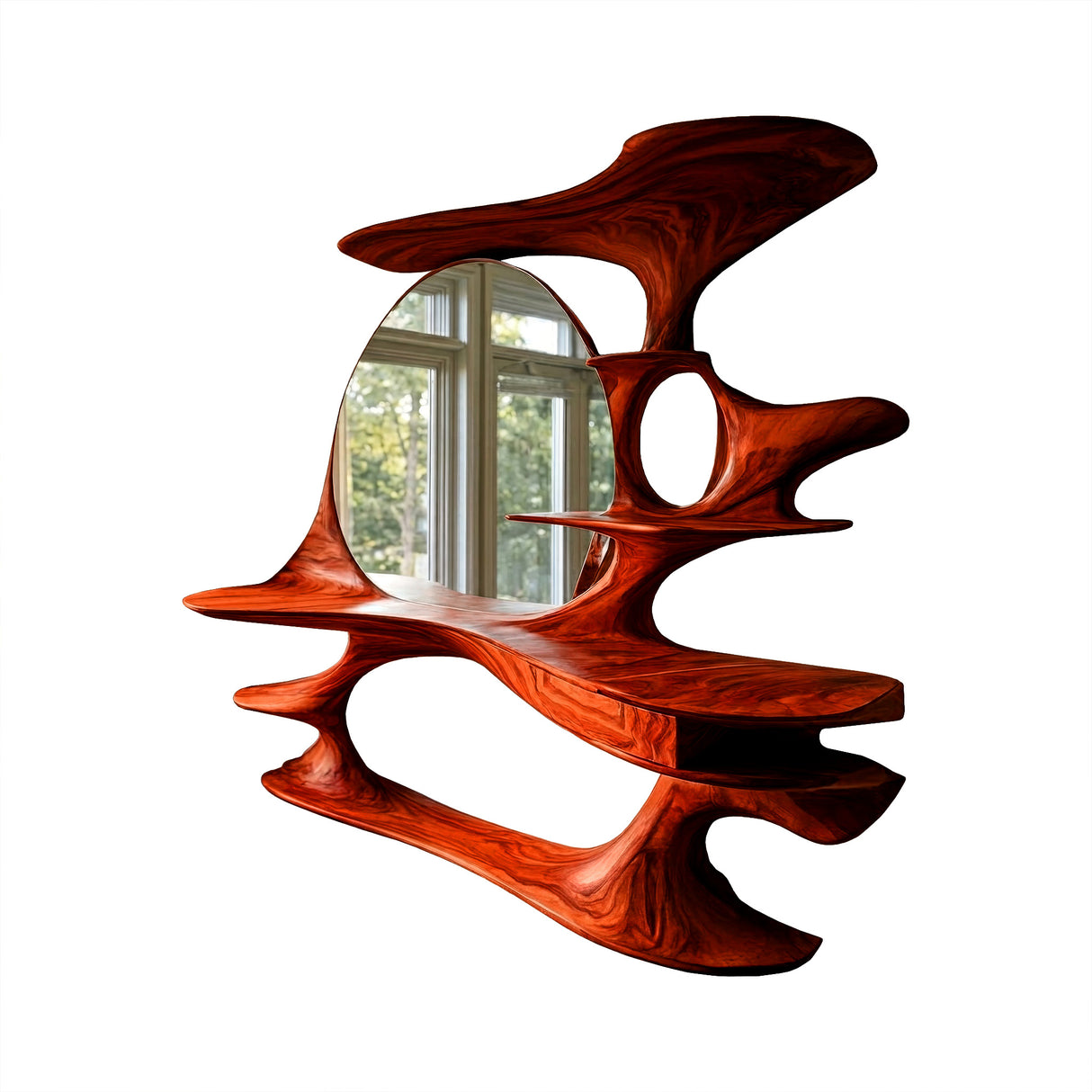 Thaloria Sculpted Solid Wood Cosmetic Table Mahogany - Timberustic Cosmetic Table