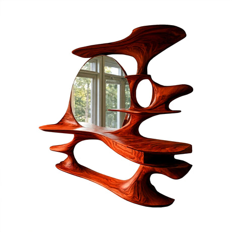Thaloria Sculpted Solid Wood Cosmetic Table Mahogany - Timberustic Cosmetic Table