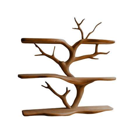 Thalorien Handcrafted Solid Wood Floating Tree Bookshelf Brown - Timberustic Floating Tree Bookshelf