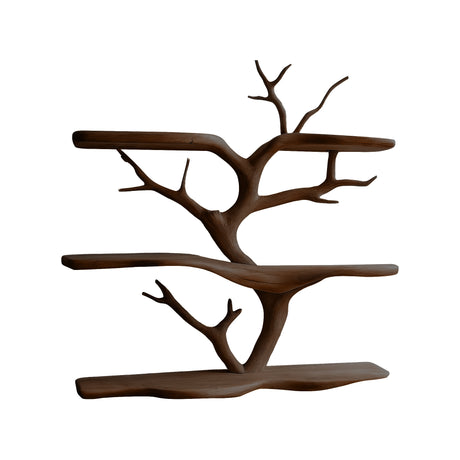 Thalorien Handcrafted Solid Wood Floating Tree Bookshelf Dark Walnut - Timberustic Floating Tree Bookshelf