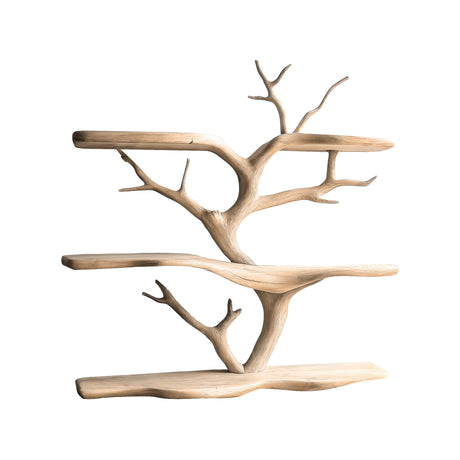 Thalorien Handcrafted Solid Wood Floating Tree Bookshelf Natural Oak - Timberustic Floating Tree Bookshelf
