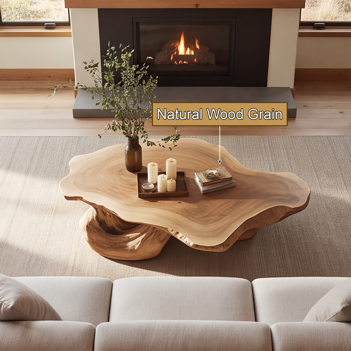 Thalorien Sculpted Solid Wood Coffee Table SPA255234 - Timberustic Coffee Table