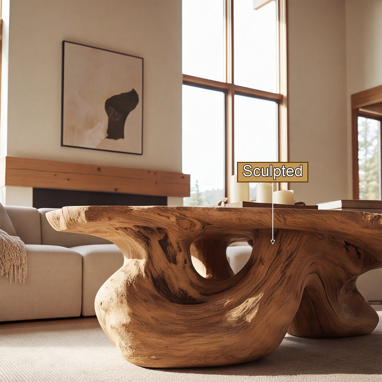 Thalorien Sculpted Solid Wood Coffee Table SPA255234 - Timberustic Coffee Table