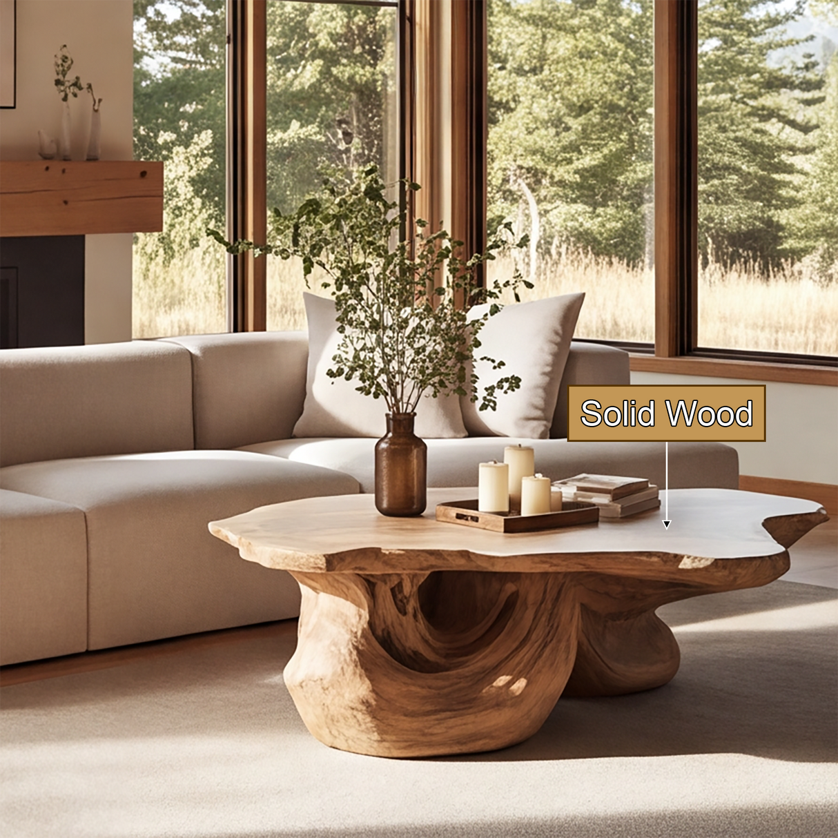 Thalorien Sculpted Solid Wood Coffee Table SPA255234 - Timberustic Coffee Table