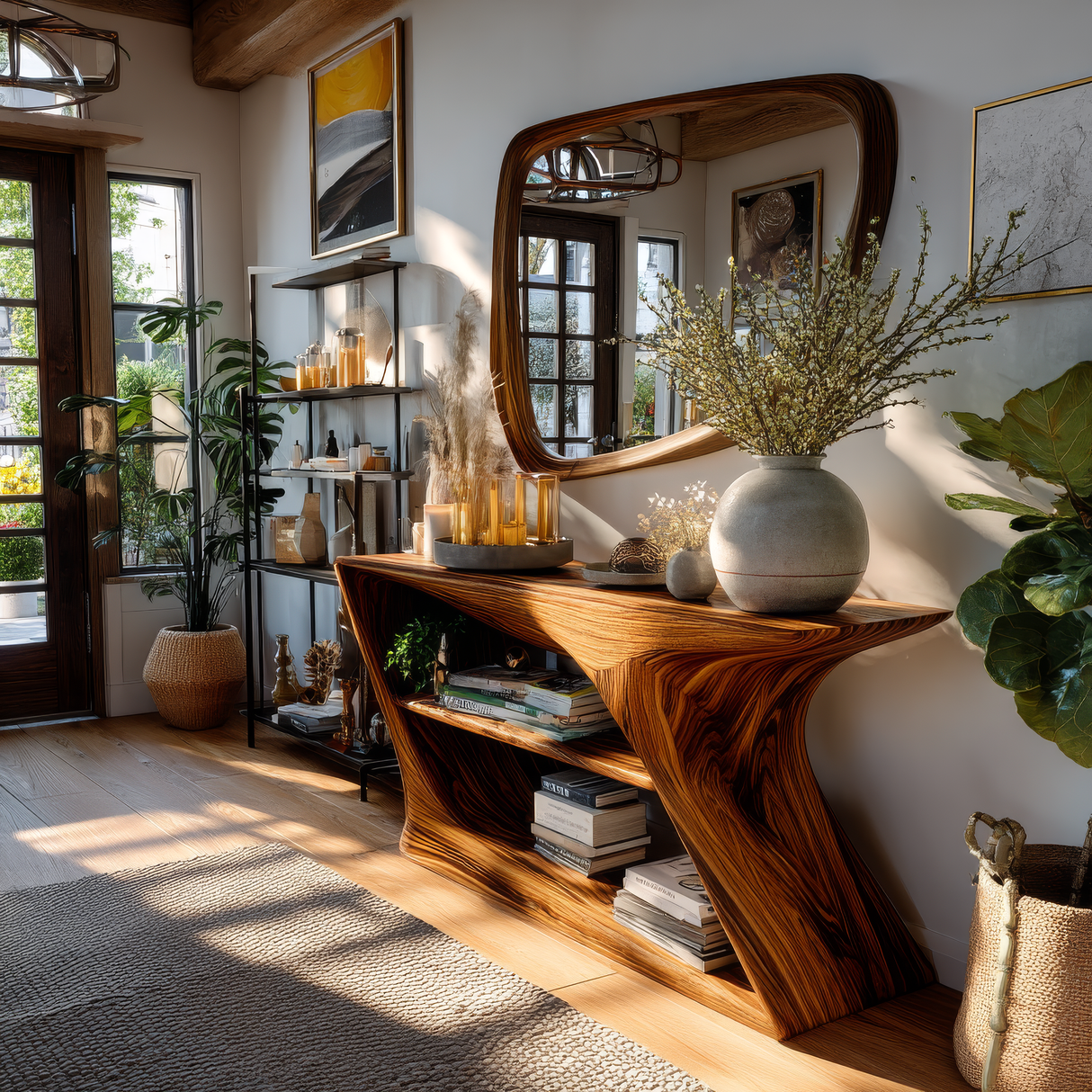 Thalorim Sculpted Solid Wood Console Table - Timberustic Console Table
