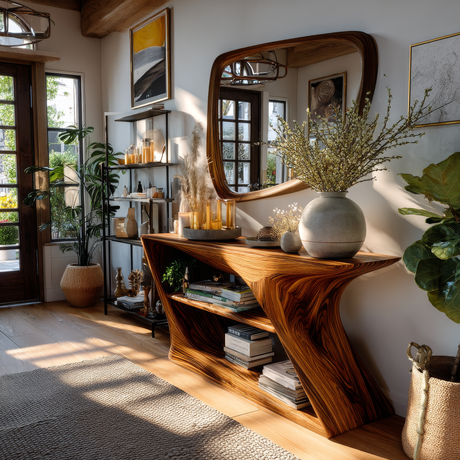 Thalorim Sculpted Solid Wood Console Table - Timberustic Console Table