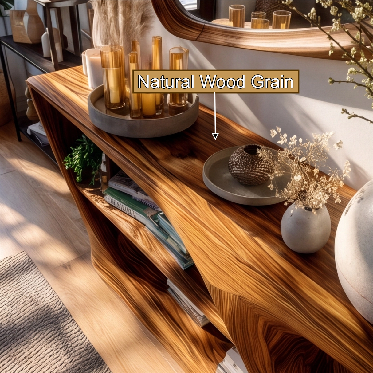 Thalorim Sculpted Solid Wood Console Table - Timberustic Console Table