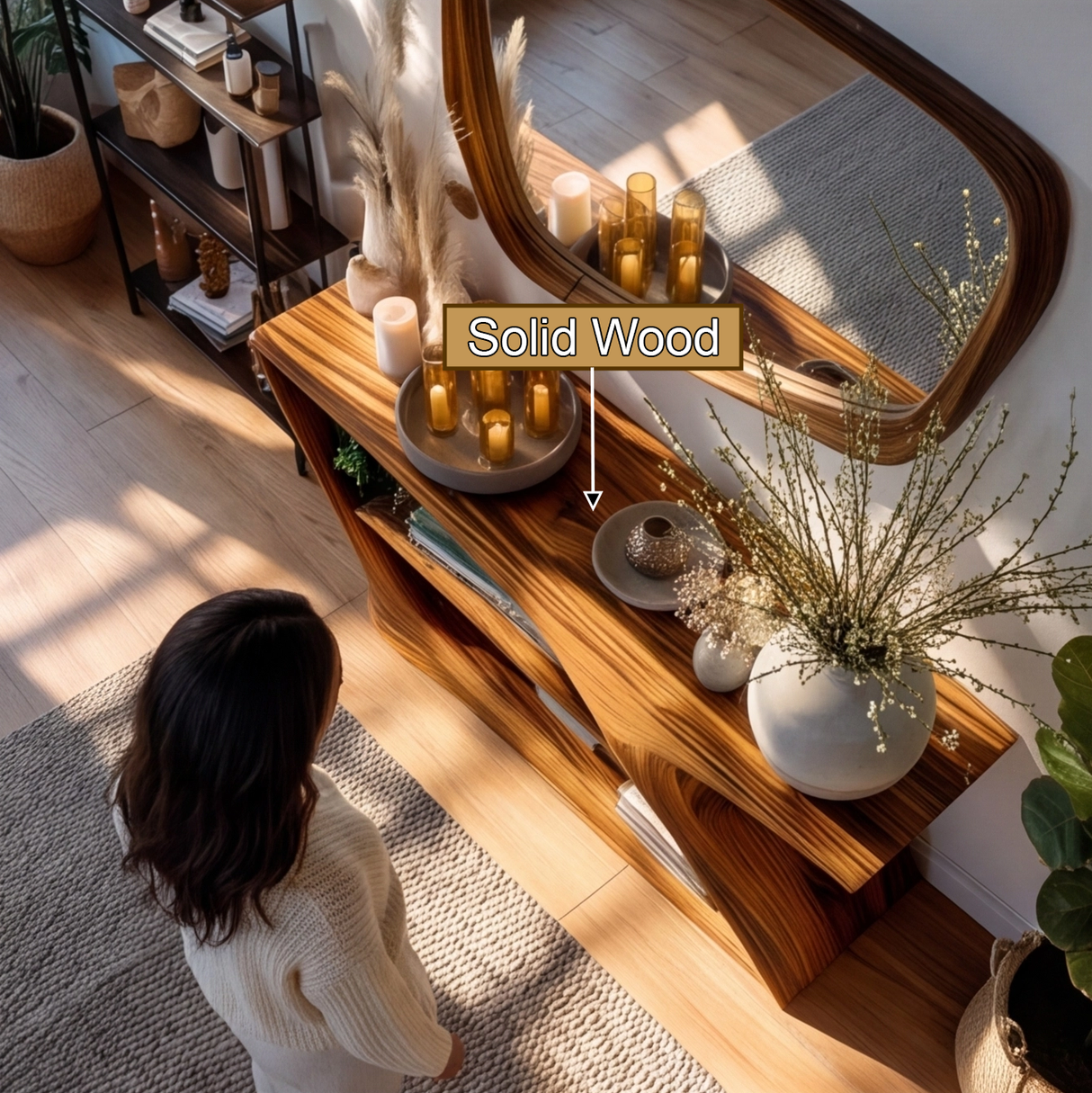 Thalorim Sculpted Solid Wood Console Table - Timberustic Console Table