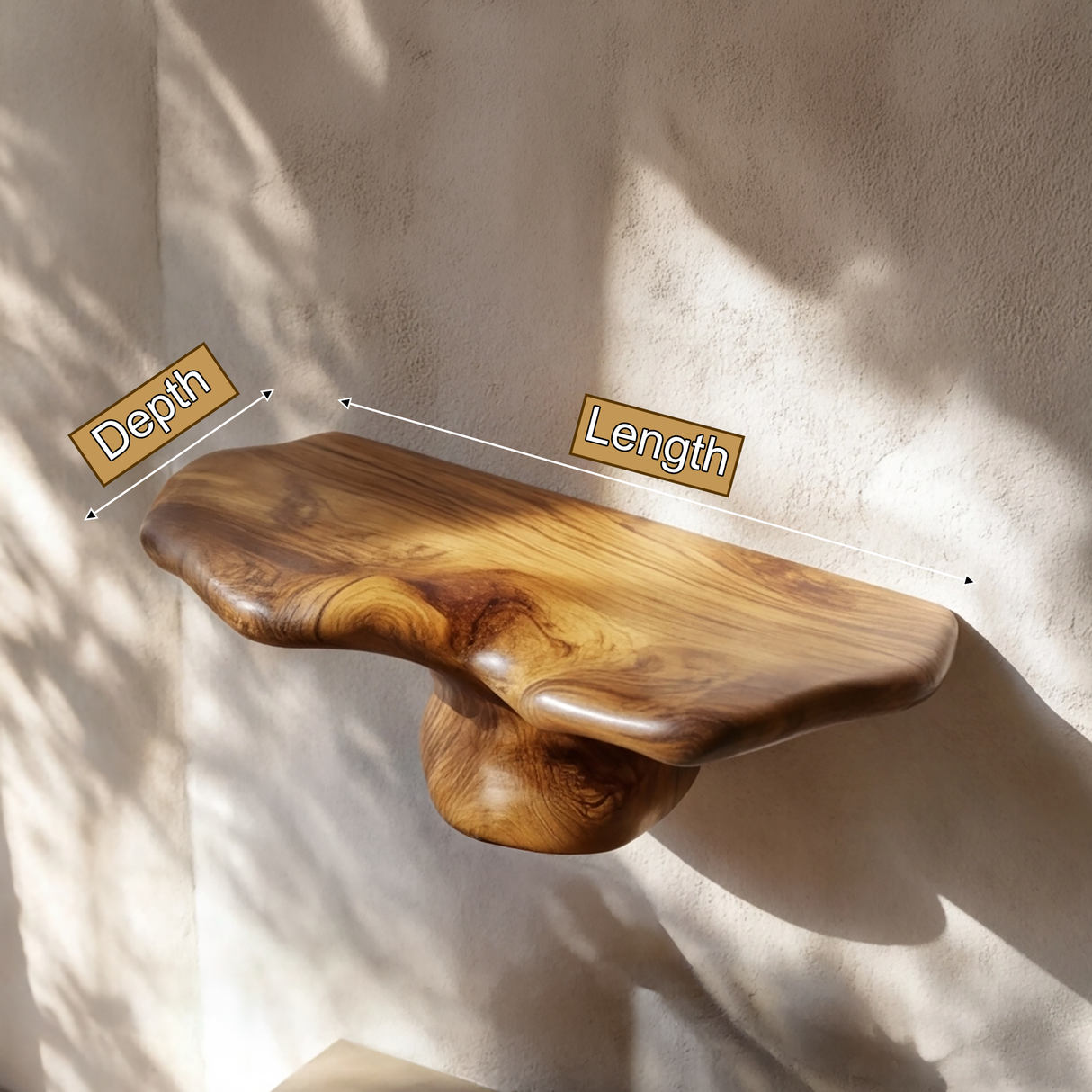 Thalorim Sculpted Solid Wood Mushroom Floating Shelf - Timberustic Floating Shelf