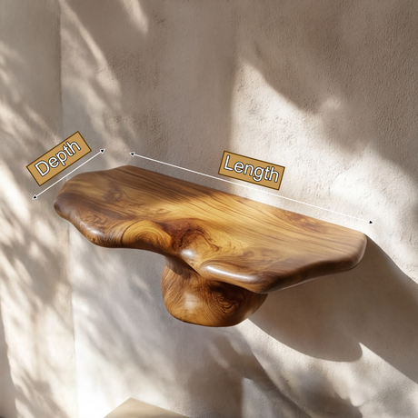 Thalorim Sculpted Solid Wood Mushroom Floating Shelf - Timberustic Floating Shelf