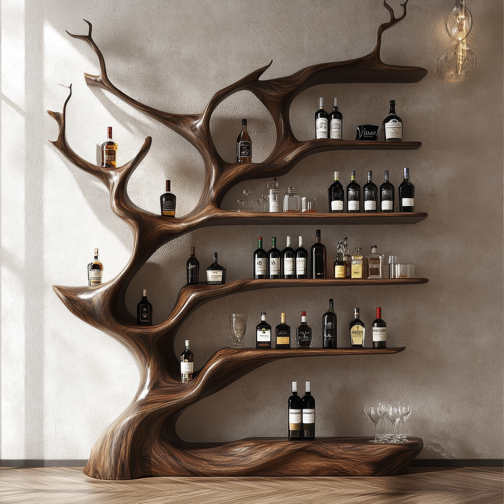 Salad Tree Rack Thalorin Branch Tree Wine Rack, Sculptural Solid Wood Wine Display by ...