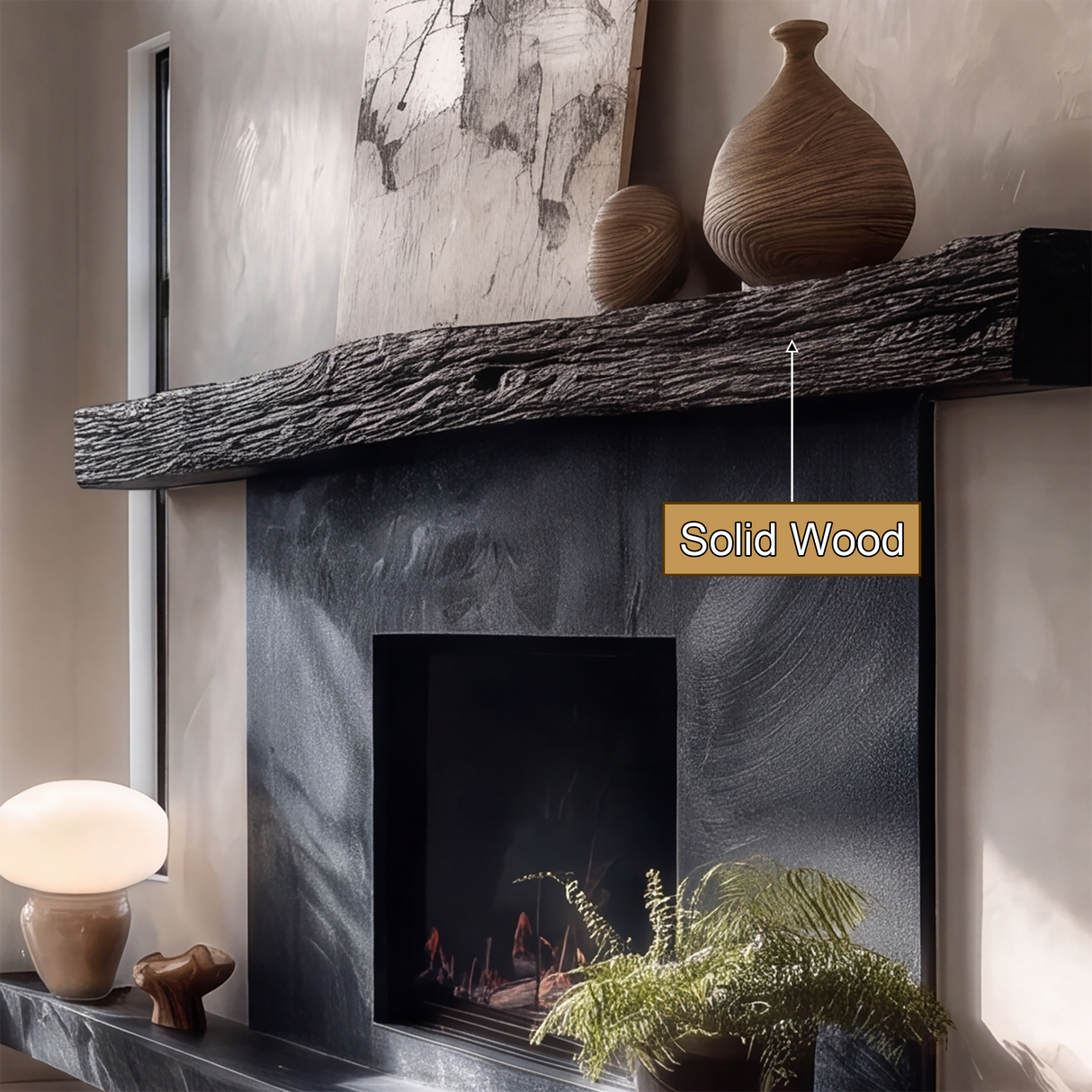Thalorin Handcrafted Live Edge Solid Wood Fireplace Mantel Shelf SPA023514 - Timberustic Fireplace Mantel Shelf