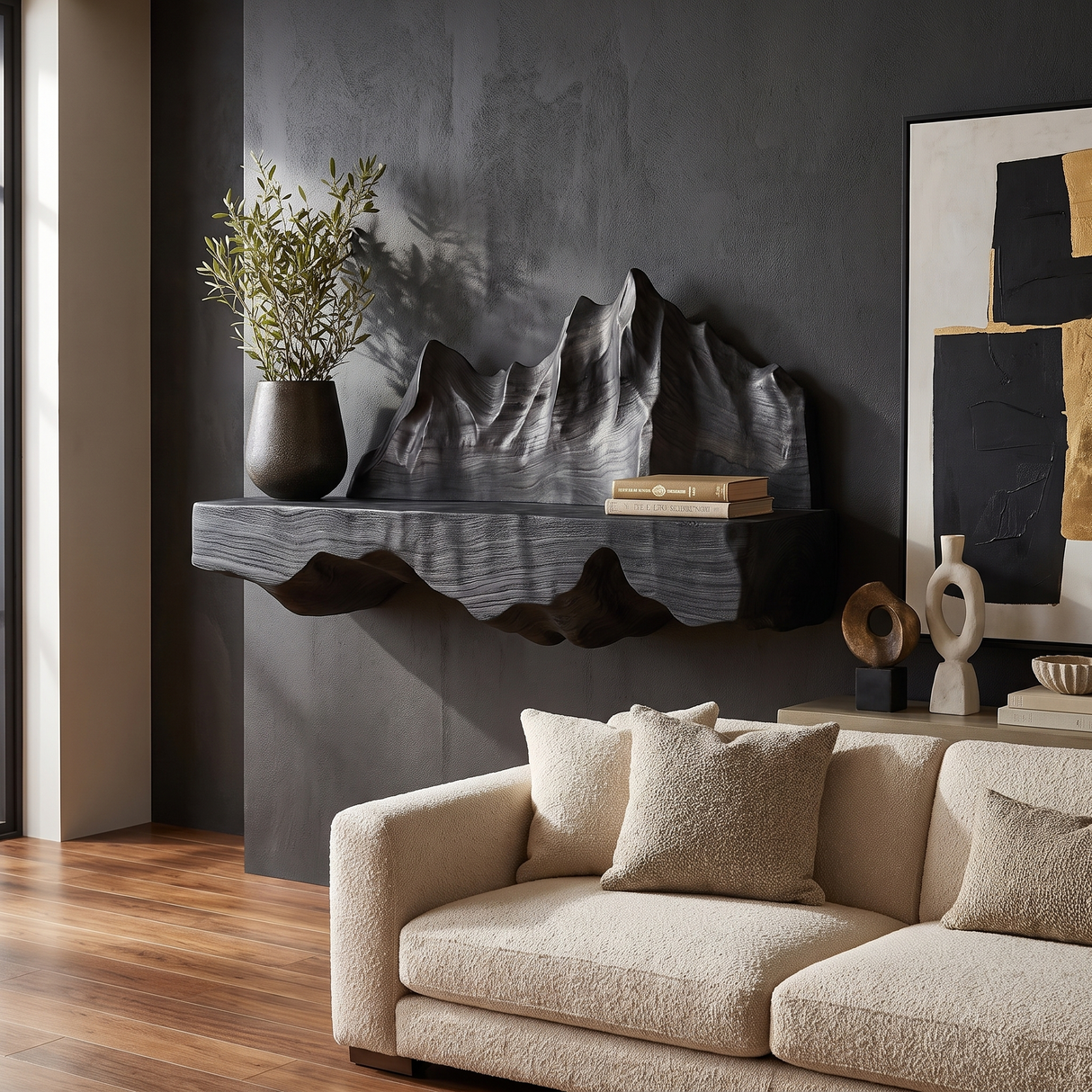 Thalorin Handcrafted Mountain Floating Shelf - Timberustic Floating Shelf