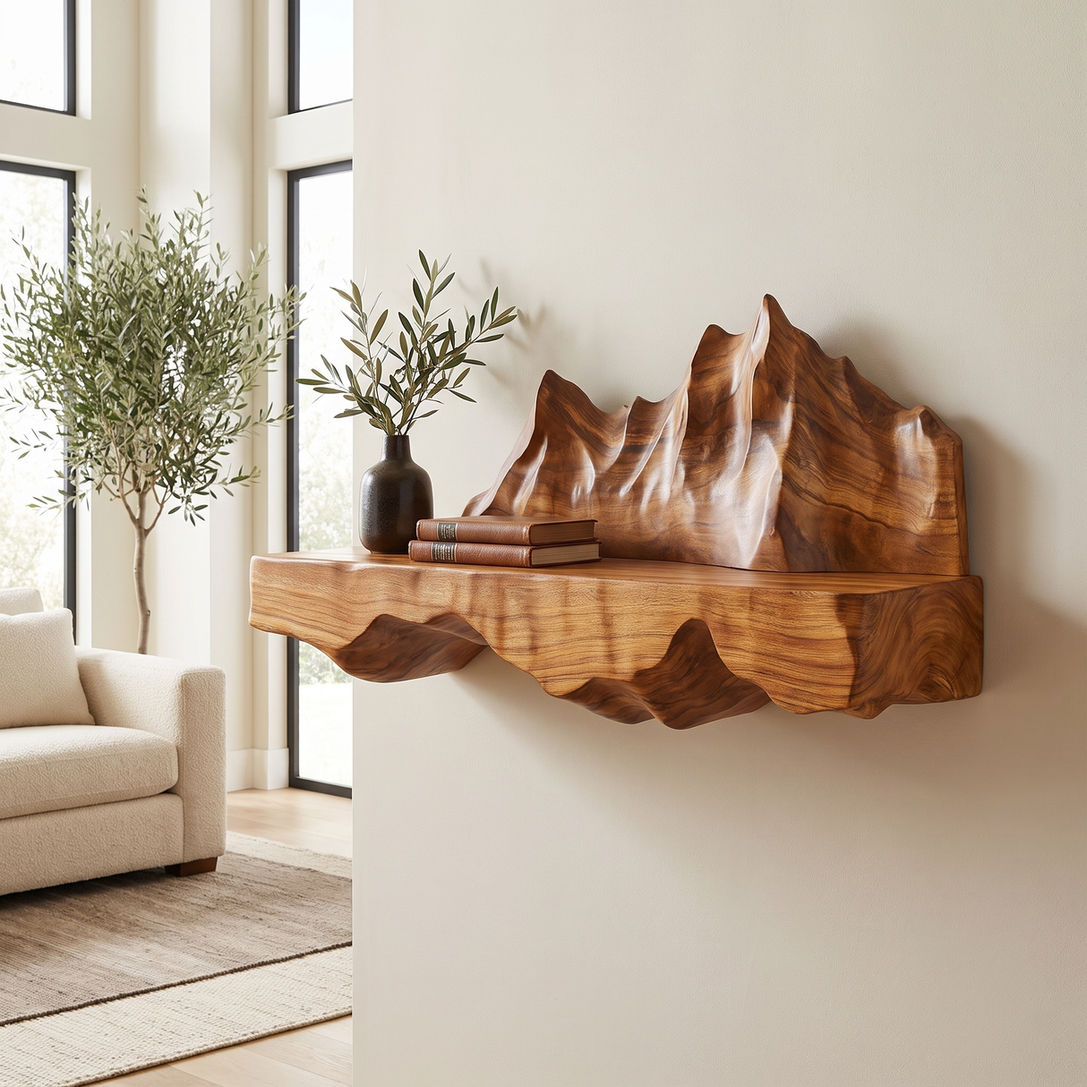 Thalorin Handcrafted Mountain Floating Shelf - Timberustic Floating Shelf