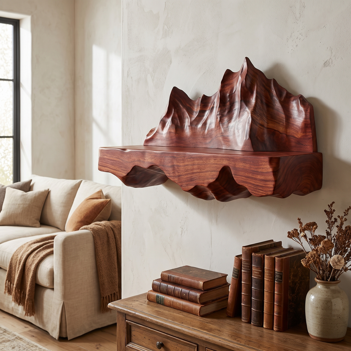 Thalorin Handcrafted Mountain Floating Shelf - Timberustic Floating Shelf
