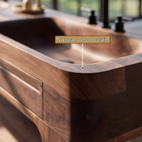 Thalorin Handcrafted Solid Wood Freestanding Bathroom Vanity with Integrated Sinks and Drawers